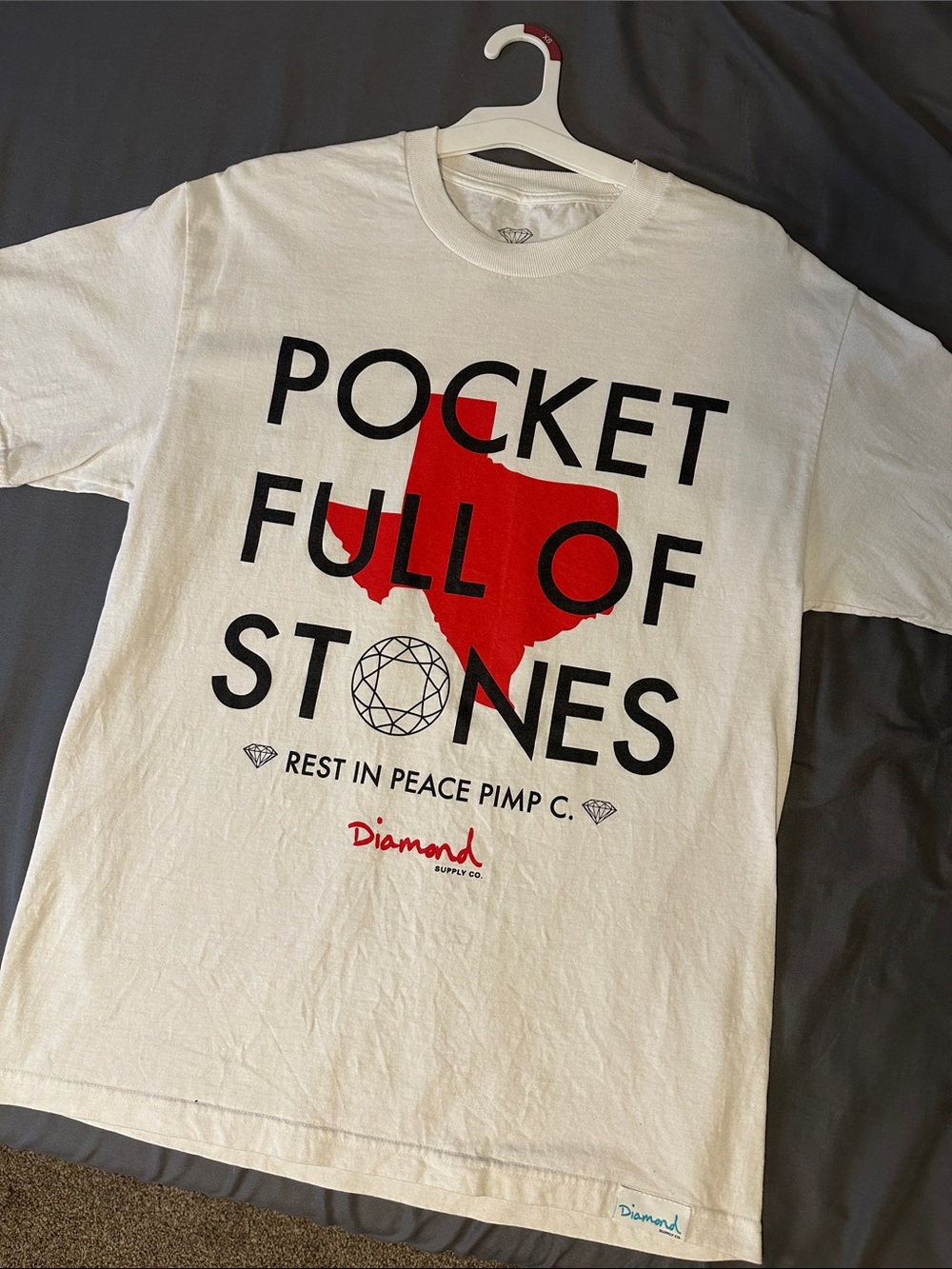 VINTAGE Diamond Supply Co. "Pocket Full of Stones" UGK RIP PIMP C White Tee